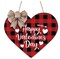 Valentine's Day Door Decorations - Buffalo Plaid Happy Valentine's Day Rustic Farmhouse Hanging Wooden Sign Valentine Door Wall Decorations